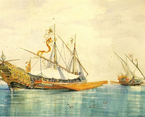 Drawing of a boat sank during the war in cartagena