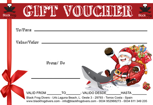 gift voucher personalized for a diving centre for Christmas