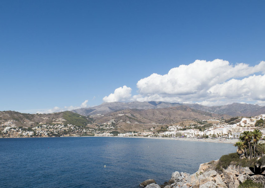 La Herradura dive site . Areal picture of the beautiful bay of La Herradura in Almuñecar.